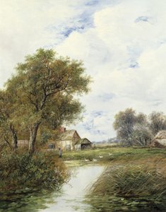 Pond ankkoja ja Farmhouse Beyond